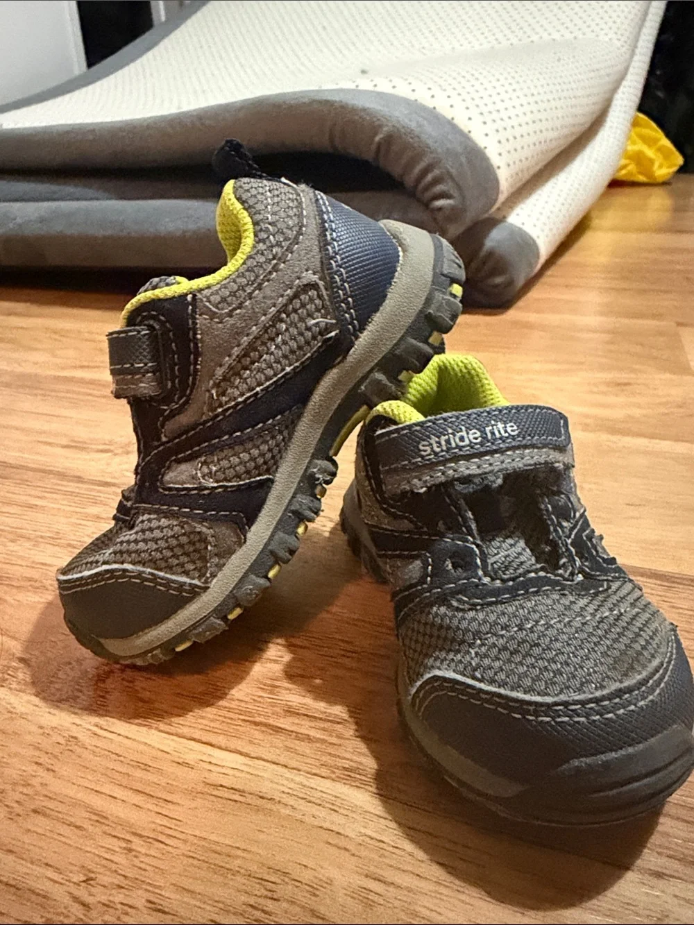 Stride Rite gray and lime Toddler Active Sneakers